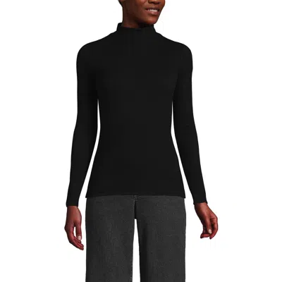 Lands' End Drapey Rib Skimming Long Sleeve Mock Neck In Black