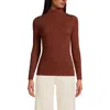 Lands' End Drapey Rib Skimming Long Sleeve Mock Neck In Dark Auburn Brown