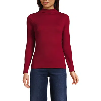 Lands' End Drapey Rib Skimming Long Sleeve Mock Neck In Oxblood Red