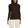 Lands' End Drapey Rib Skimming Long Sleeve Mock Neck In Rich Coffee