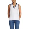 Lands' End Drapey Rib Sleeveless Johnny Collar Polo Shirt