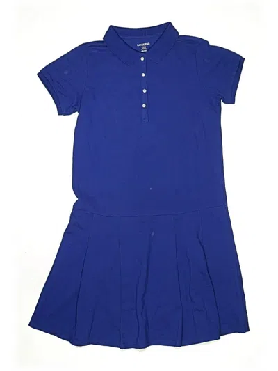 Pre-owned Lands' End Kids'  Dress In Blue