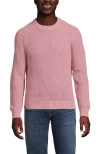 Lands' End Drifter Cotton Crewneck Sweater In Pink