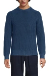 Lands' End Drifter Cotton Crewneck Sweater In Blue