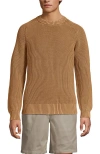 Lands' End Drifter Cotton Crewneck Sweater In Brown
