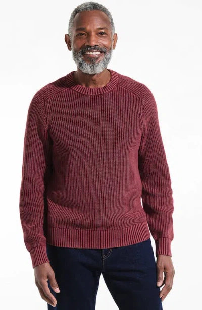 Lands' End Drifter Cotton Crewneck Sweater In Burgundy