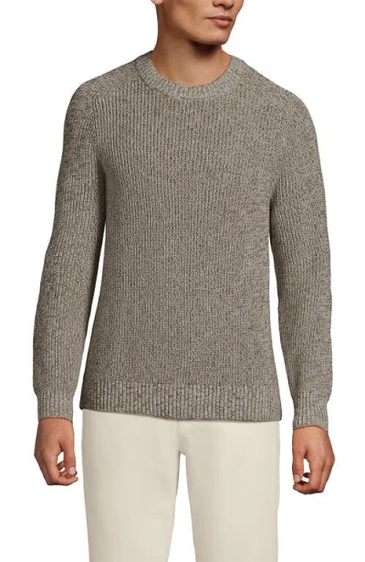Lands' End Drifter Cotton Crewneck Sweater In Gray