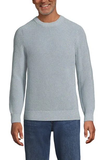 Lands' End Drifter Cotton Crewneck Sweater In Gray