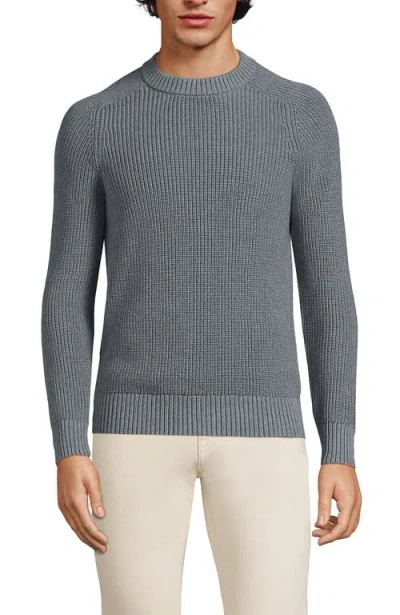 Lands' End Drifter Cotton Crewneck Sweater In Pewter Heather