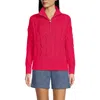 Lands' End Drifter Cotton Quarter Zip Pullover Sweater In Berry Rouge