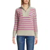 Lands' End Drifter Cotton Quarter Zip Pullover Sweater In Bright Orchid Stripe