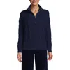 Lands' End Drifter Cotton Quarter Zip Pullover Sweater In Deep Sea Navy