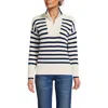 Lands' End Drifter Cotton Quarter Zip Pullover Sweater In Fresh Ivory Multi Stripe