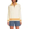 Lands' End Drifter Cotton Quarter Zip Pullover Sweater In Fresh Ivory/sweet Mango Tip