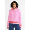 Lands' End Drifter Cotton Quarter Zip Pullover Sweater In Light Rose Pink/pop Orange Tip