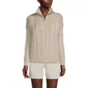 Lands' End Drifter Cotton Quarter Zip Pullover Sweater In Oatmeal Heather
