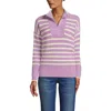 Lands' End Drifter Cotton Quarter Zip Pullover Sweater In Pink Amethyst Stripe