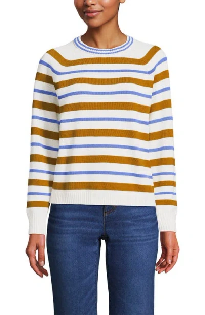 Lands' End Drifter Jacquard Raglan Crew Neck Sweater In Blue