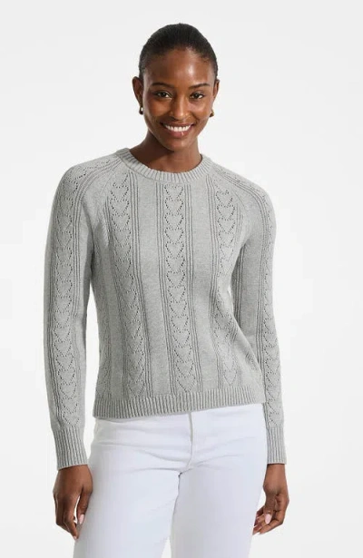 Lands' End Drifter Jacquard Raglan Crew Neck Sweater In Gray