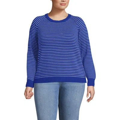 Lands' End Drifter Jacquard Raglan Crew Neck Sweater In Multi