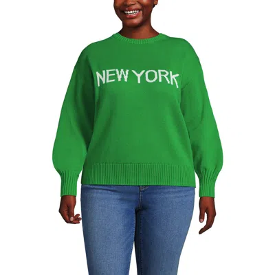 Lands' End Drifter Jersey Crewneck Sweater In Green