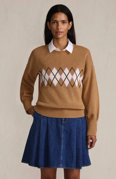 Lands' End Drifter Jersey Crewneck Sweater In Brown