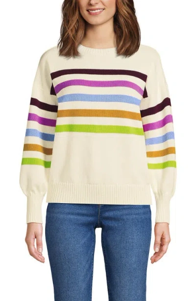 Lands' End Drifter Jersey Crewneck Sweater In White