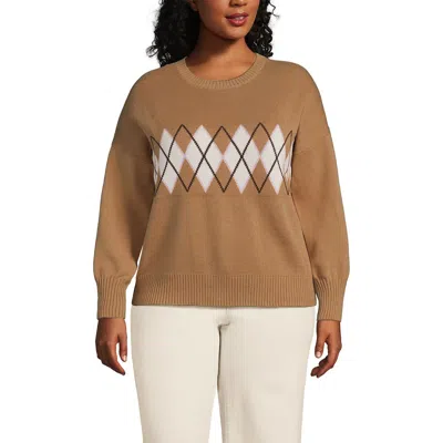 Lands' End Drifter Jersey Crewneck Sweater In Brown