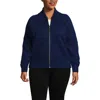 Lands' End Drifter Large Collar Zip Front Cardigan Sweater In Blue