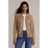 Lands' End Drifter Large Collar Zip Front Cardigan Sweater In Brown