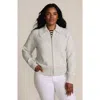 Lands' End Drifter Large Collar Zip Front Cardigan Sweater In White