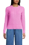 Lands' End Drifter Modern Cable Crew Sweater In Pink