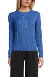 Lands' End Drifter Modern Cable Crew Sweater In Blue