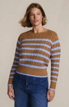 Lands' End Drifter Modern Cable Crew Sweater In Multi