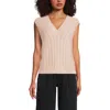 Lands' End Drifter Modern Cable V Neck Vest Sweater In White