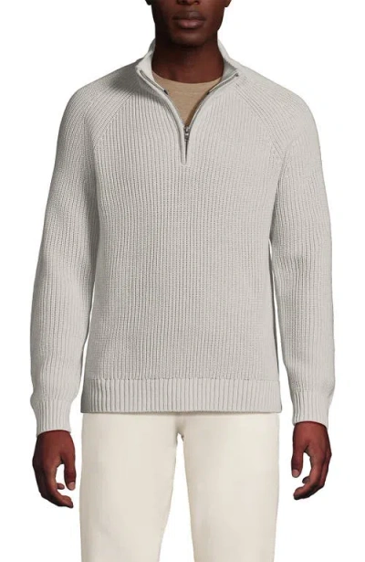 Lands' End Drifter Quarter Zip Sweater In Light Stone