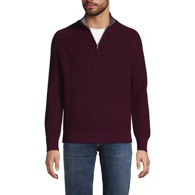 Lands' End Drifter Quarter Zip Sweater In Red