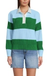 Lands' End Drifter Rugby With Woven Collar Sweater In Green