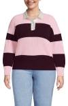 Lands' End Drifter Rugby With Woven Collar Sweater In Black