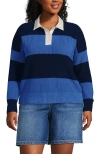 Lands' End Drifter Rugby With Woven Collar Sweater In Multi