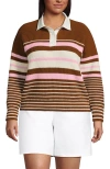 Lands' End Drifter Rugby With Woven Collar Sweater In Multi