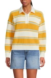 Lands' End Drifter Rugby With Woven Collar Sweater In Orange