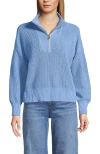 Lands' End Drifter Shaker Wedge Quarter Zip Sweater In Blue