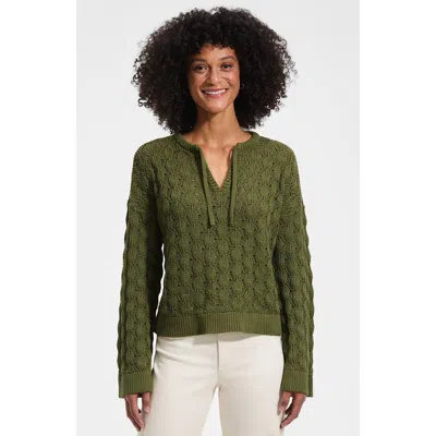 Lands' End Drifter Tie Notch Neck Sweater In Green