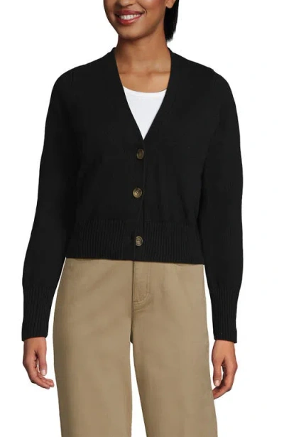 Lands' End Drifter Vneck Dress Cardigan Sweater In Black