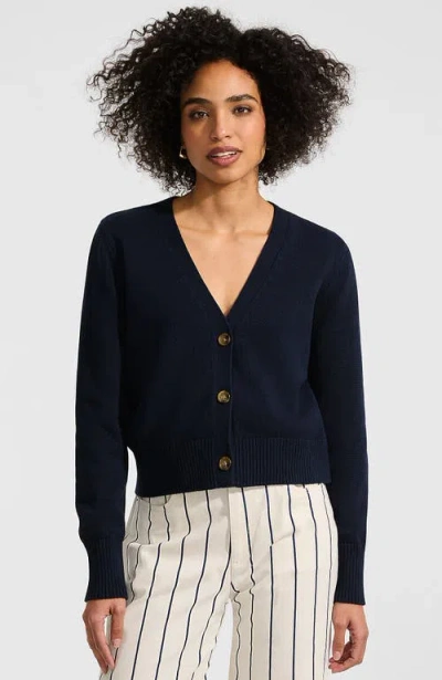 Lands' End Drifter Vneck Dress Cardigan Sweater In Blue