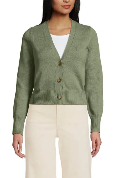 Lands' End Drifter Vneck Dress Cardigan Sweater In Green