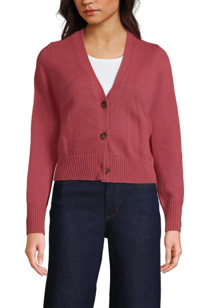 Lands' End Drifter Vneck Dress Cardigan Sweater In Brown