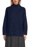 Lands' End Dweller Split Hem Turtleneck Sweater In Blue