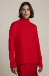 Lands' End Dweller Split Hem Turtleneck Sweater In Red